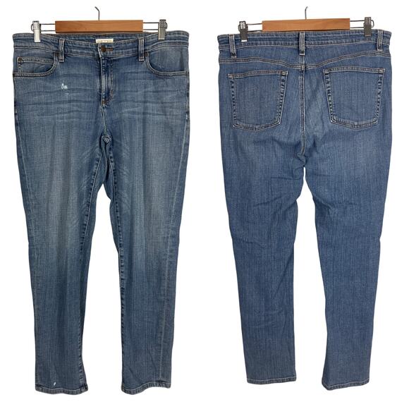 EILEEN FISHER Women's 12 Blue Organic Cotton Blend Straight Denim Stretch Jeans - Picture 1 of 10